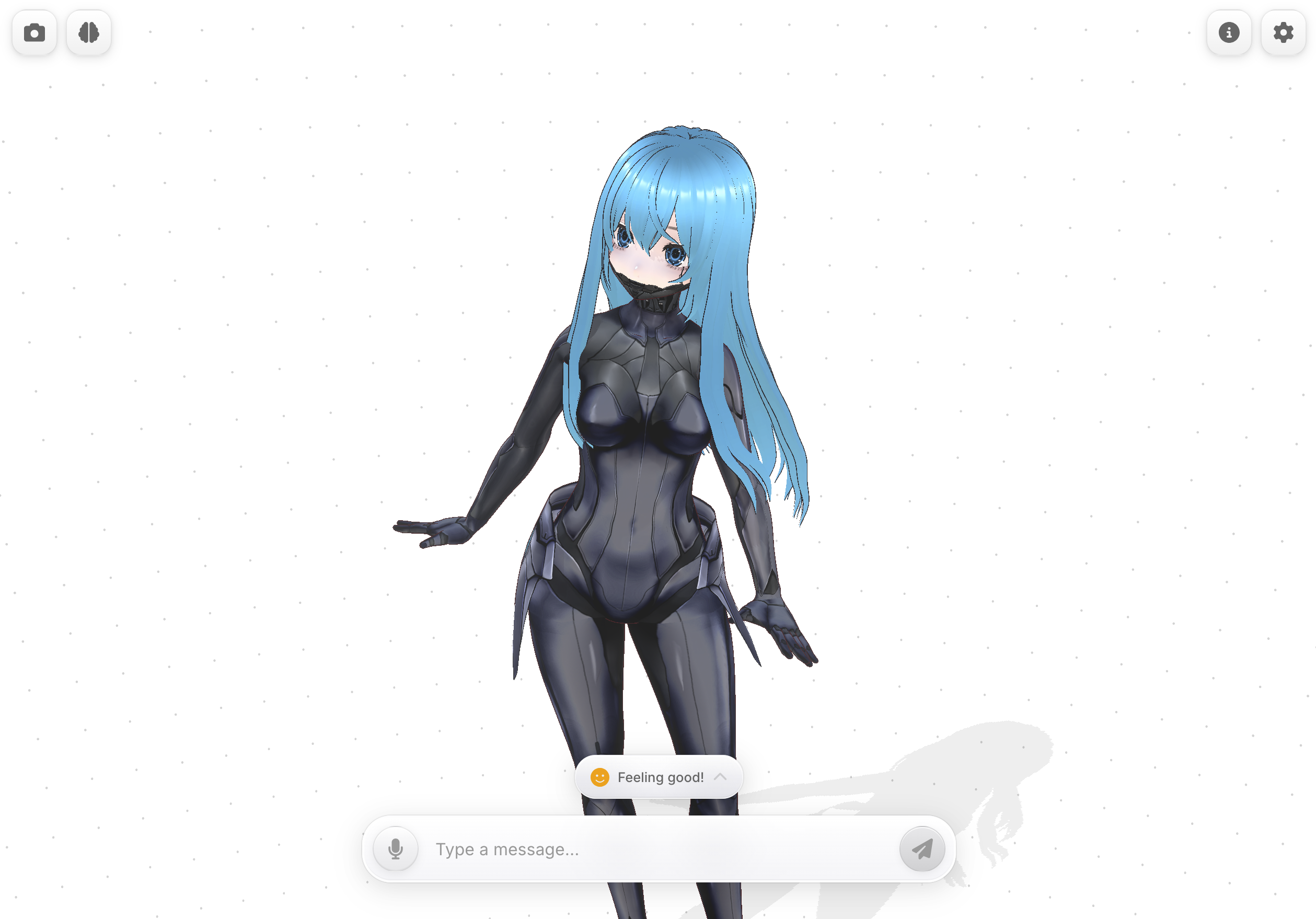 Utsuwa desktop app showing a 3D VRM avatar companion with chat interface